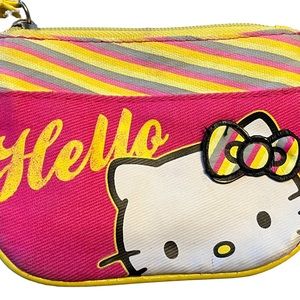 SANRIO 2012 HELLO KITTY YELLOW PINK WRISTLET COIN PUIRSE WALLET POUCH